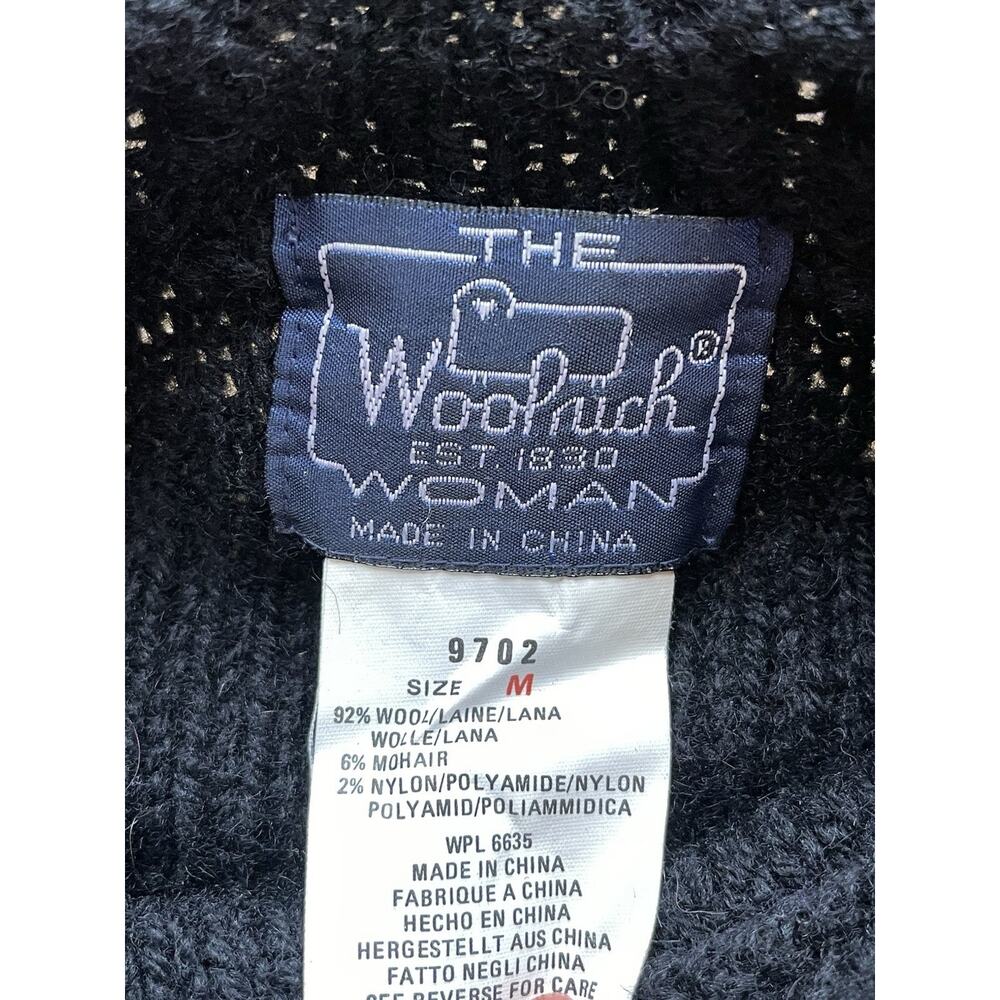 Woolrich Woman VTG Wool Mohair Sweater M Black Colorful Leaf Acorn Fall Knit - Picture 5 of 10